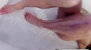 christiana enjoys a relaxing bath with glitter