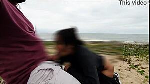 Anal Day at Beach with Naughty Voyeurs Watching African Creampie