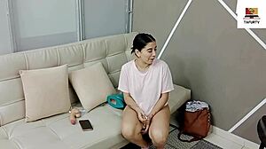 I'm alone at home masturbating when stepdad joins in