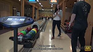 lucky fucker organizes pickup at bowling alley.