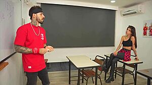 Petite and horny student seduces me with a delicious blowjob and gives me her juicy pussy to help her pass my class.