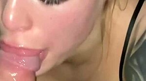 Wet and wild blowjob delivered by horny blonde Misha Maver with intense passion
