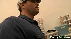 Two facials for teen blonde and latina Ranie Mae!