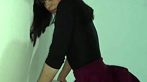 sexy red skirt laura caught masturbating gets spanked and fucked against the wall by her father in law on the street