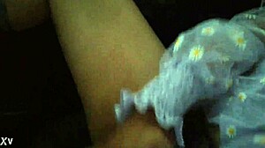 Girl enjoys using dildo in public