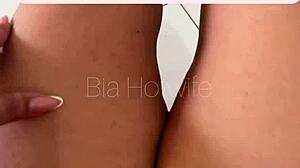 While waiting for the appointment alone in the room, the woman masturbates in the reception