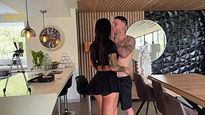 tattooed hunk fucks me at home with dirty talk.