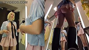 Hidden camera catches juicy pussy in dressing room with sneaky upskirt view