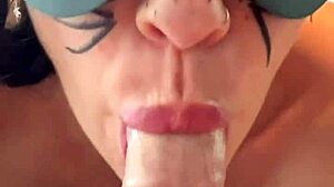 Cosplay kitty sucks cock then gets fucked cum on me