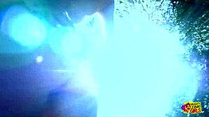 Blonde babe licks and fingers lesbian outdoors in hardcore training