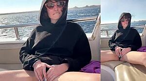 Skinny couple enjoys rough blowjob and tight vagina on yacht with big cock POV