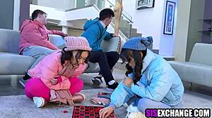 Asian Step Sisters Trade Partners for Wild Foursome Fucking