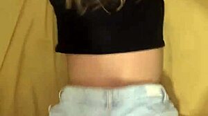 Amateur girl with big ass drilled while wearing tight shorts