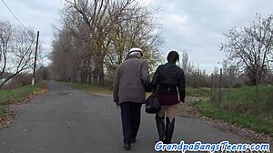 busty eurobabe gets doggystyled hard by grandpa in wild amateur action
