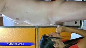 at the gym i sneak a blowjob to stepfather while trainer watches