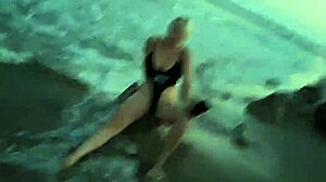 blonde flashes tits and sucks cock publicly