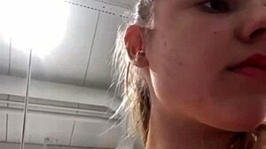 Public fucking in changing room with deepthroat