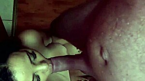 Homemade scene with deepthroat action.