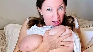 Granny Awakens Horny, Caresses Her Huge Tits And Pussy