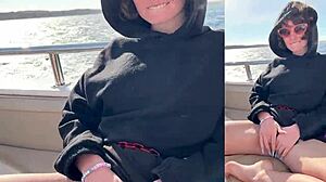 Skinny couple enjoys rough blowjob and tight vagina on yacht with big cock POV