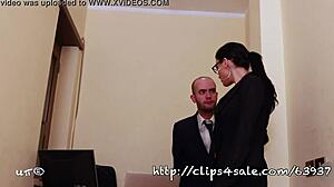 italian secretary blackmailed at work by black mistress in bdsm roleplay fantasy