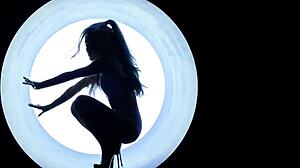 beautiful petite celebrity shows tongue focus