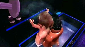 man deliciously eating woman in shower