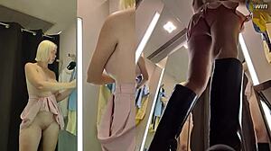 Hidden camera catches juicy pussy in dressing room with sneaky upskirt view