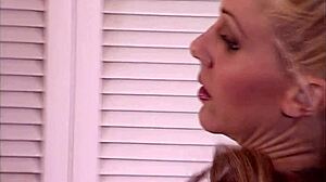 blonde milf sucking muscle man's cock 😈