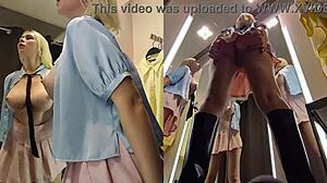 Hidden camera catches juicy pussy in dressing room with sneaky upskirt view