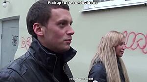 Can you believe this blonde sucking on the porch in public?