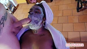 Ebony Teases With Big Tits During Slow Motion Blowjob