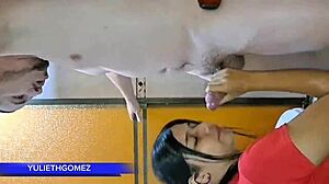 at the gym i sneak a blowjob to stepfather while trainer watches