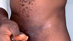 Ninja man strokes monster cock until cum explodes