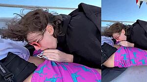 Skinny couple enjoys rough blowjob and tight vagina on yacht with big cock POV