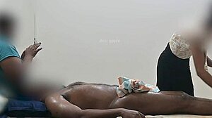 Hidden cam catches happy ending massage threesome