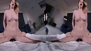 Redhead receives suggestive punishment with blowjob and handjob in dark room POV