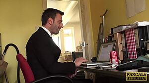 Inked sub Kimmie Foxx feels intense pleasure in hardcore anal fucking