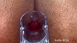 bbw babe spreads legs for anal speculum gaping at home