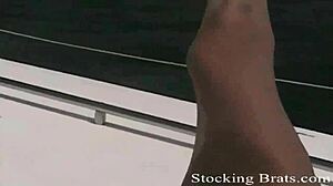 Our Secret Fetish Involves Sucking Toes In Stockings During Femdom Sessions. Lesbian Partners Explore Bdsm Pleasures.