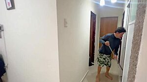 Hey, busty stepdaughter surprises perverted stepdad with New Year licking gift!