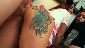 Submissive Kittys Enjoy Creampie in Ass During MMF Threesome