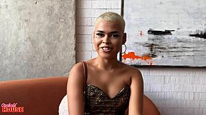 Petite brunette enjoys sex, boyfriend watches