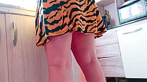 i fucked in the kitchen with my step moms friend who came to take care of us - hot babysitter