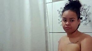 Teen Brunette Fingers Her Wet Pussy In Shower Bath