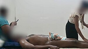 Hidden cam catches happy ending massage threesome