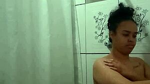 Teen Brunette Fingers Her Wet Pussy In Shower Bath