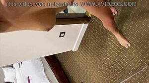 Mirror quickie with ex girlfriend's huge pussy creampie