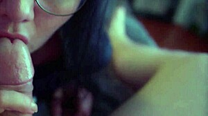 The lecherous wife enjoys giving blowjobs to her guys