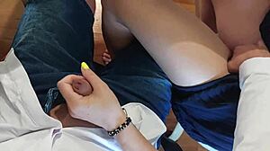 handjob in classroom with huge cumshot fingering classmate pussy